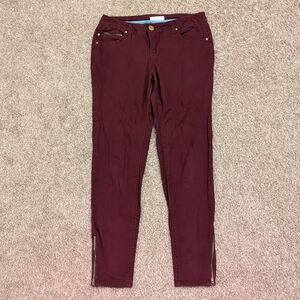 Kenar women's burgundy / maroon wine color skinny jeans size 4 with zippers